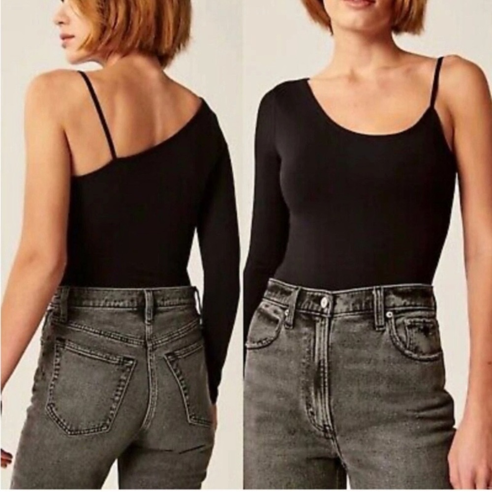Abercrombie & Fitch Black Asymmetrical Bodysuit